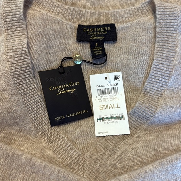 NWT Charter Club Cashmere VNeck Sweater - Picture 5 of 5